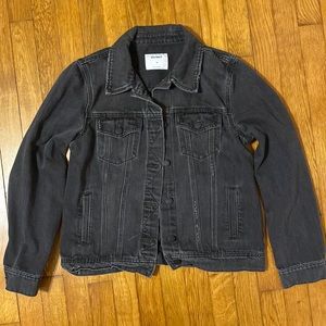 Old Navy Black Distressed Jean Jacket Size Medium